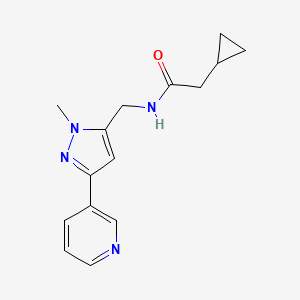2-cyclopropyl-N-((1-methyl-3-(pyridin-3-yl)-1H-pyrazol-5-yl)methyl)acetamide
