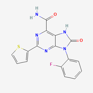 9-(2-fluorophenyl)-8-oxo-2-thiophen-2-yl-7H-purine-6-carboxamide
