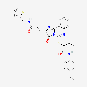 N-(4-ethylphenyl)-2-{[3-oxo-2-(2-{[(thiophen-2-yl)methyl]carbamoyl}ethyl)-2H,3H-imidazo[1,2-c]quinazolin-5-yl]sulfanyl}butanamide