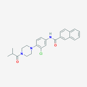 molecular formula C25H26ClN3O2 B251364 N-[3-chloro-4-[4-(2-methylpropanoyl)piperazin-1-yl]phenyl]naphthalene-2-carboxamide 