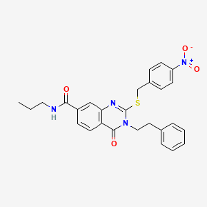 2-((4-nitrobenzyl)thio)-4-oxo-3-phenethyl-N-propyl-3,4-dihydroquinazoline-7-carboxamide