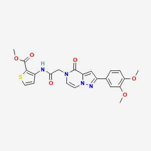 molecular formula C22H20N4O6S B2513650 methyl 3-{2-[2-(3,4-dimethoxyphenyl)-4-oxo-4H,5H-pyrazolo[1,5-a]pyrazin-5-yl]acetamido}thiophene-2-carboxylate CAS No. 941876-91-1