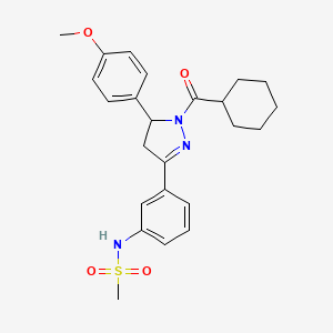 molecular formula C24H29N3O4S B2513665 N-(3-(1-(cyclohexanecarbonyl)-5-(4-methoxyphenyl)-4,5-dihydro-1H-pyrazol-3-yl)phenyl)methanesulfonamide CAS No. 851718-74-6