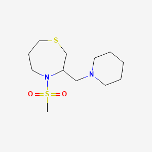molecular formula C12H24N2O2S2 B2513672 4-(Methylsulfonyl)-3-(piperidin-1-ylmethyl)-1,4-thiazepane CAS No. 1421523-73-0