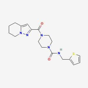 molecular formula C18H23N5O2S B2513676 4-(4,5,6,7-tetrahydropyrazolo[1,5-a]pyridine-2-carbonyl)-N-(thiophen-2-ylmethyl)piperazine-1-carboxamide CAS No. 2034338-96-8