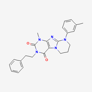 molecular formula C24H25N5O2 B2513678 1-methyl-3-phenethyl-9-(m-tolyl)-6,7,8,9-tetrahydropyrimido[2,1-f]purine-2,4(1H,3H)-dione CAS No. 844828-02-0