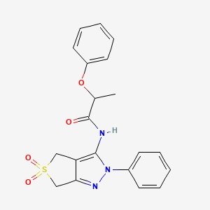 molecular formula C20H19N3O4S B2513680 N-{5,5-dioxo-2-phenyl-2H,4H,6H-5lambda6-thieno[3,4-c]pyrazol-3-yl}-2-phenoxypropanamide CAS No. 681266-24-0