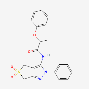 molecular formula C20H19N3O4S B2513680 N-(5,5-dioxo-2-phenyl-4,6-dihydrothieno[3,4-c]pyrazol-3-yl)-2-phenoxypropanamide CAS No. 681266-24-0