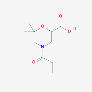 molecular formula C10H15NO4 B2513683 6,6-Dimethyl-4-prop-2-enoylmorpholine-2-carboxylic acid CAS No. 2305526-86-5