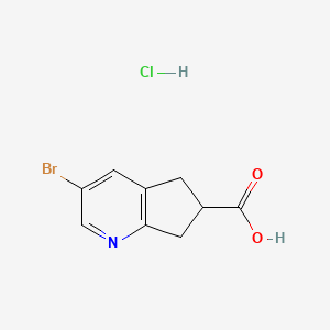 molecular formula C9H9BrClNO2 B2513690 3-bromo-5H,6H,7H-cyclopenta[b]pyridine-6-carboxylic acid hydrochloride CAS No. 2241131-20-2