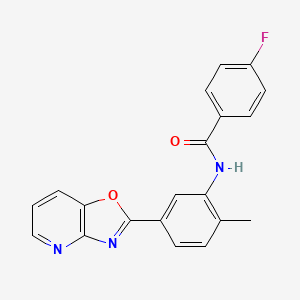molecular formula C20H14FN3O2 B2513692 4-fluoro-N-[2-methyl-5-([1,3]oxazolo[4,5-b]pyridin-2-yl)phenyl]benzamide CAS No. 303131-51-3