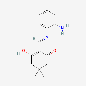 molecular formula C15H18N2O2 B2513700 2-{[(2-Aminophenyl)amino]methylidene}-5,5-dimethylcyclohexane-1,3-dione CAS No. 33620-76-7