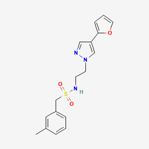 molecular formula C17H19N3O3S B2513707 N-(2-(4-(furan-2-yl)-1H-pyrazol-1-yl)ethyl)-1-(m-tolyl)methanesulfonamide CAS No. 2034513-06-7