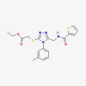 molecular formula C19H20N4O3S2 B2513723 ethyl 2-((5-((thiophene-2-carboxamido)methyl)-4-(m-tolyl)-4H-1,2,4-triazol-3-yl)thio)acetate CAS No. 689748-86-5