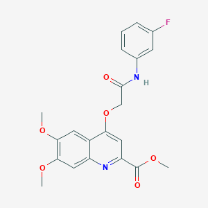 molecular formula C21H19FN2O6 B2513737 Methyl 4-{[(3-fluorophenyl)carbamoyl]methoxy}-6,7-dimethoxyquinoline-2-carboxylate CAS No. 1358224-79-9