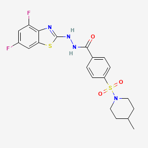 molecular formula C20H20F2N4O3S2 B2513738 N'-(4,6-difluorobenzo[d]thiazol-2-yl)-4-((4-methylpiperidin-1-yl)sulfonyl)benzohydrazide CAS No. 851988-40-4