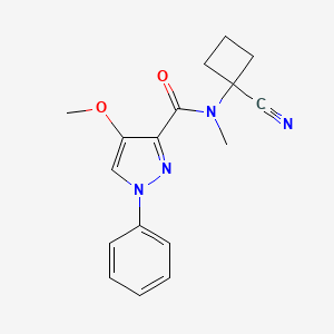 molecular formula C17H18N4O2 B2513740 N-(1-cyanocyclobutyl)-4-methoxy-N-methyl-1-phenyl-1H-pyrazole-3-carboxamide CAS No. 1281063-73-7