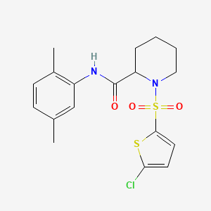 molecular formula C18H21ClN2O3S2 B2513742 1-((5-chlorothiophen-2-yl)sulfonyl)-N-(2,5-dimethylphenyl)piperidine-2-carboxamide CAS No. 1097625-39-2