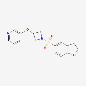 molecular formula C16H16N2O4S B2513745 3-((1-((2,3-二氢苯并呋喃-5-基)磺酰基)氮杂环丁烷-3-基)氧基)吡啶 CAS No. 1903511-91-0