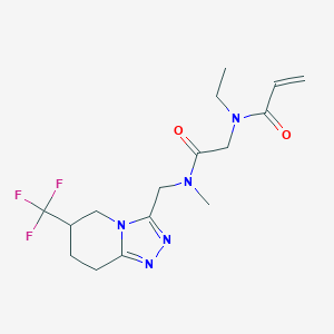 molecular formula C16H22F3N5O2 B2513751 N-Ethyl-N-[2-[methyl-[[6-(trifluoromethyl)-5,6,7,8-tetrahydro-[1,2,4]triazolo[4,3-a]pyridin-3-yl]methyl]amino]-2-oxoethyl]prop-2-enamide CAS No. 2361721-79-9
