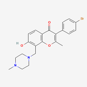 molecular formula C22H23BrN2O3 B2513758 3-(4-bromophenyl)-7-hydroxy-2-methyl-8-[(4-methylpiperazin-1-yl)methyl]-4H-chromen-4-one CAS No. 637746-87-3