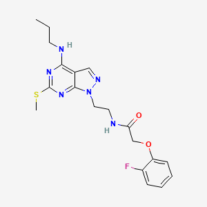 molecular formula C19H23FN6O2S B2513759 2-(2-氟苯氧基)-N-(2-(6-(甲硫基)-4-(丙氨基)-1H-吡唑并[3,4-d]嘧啶-1-基)乙基)乙酰胺 CAS No. 941941-51-1