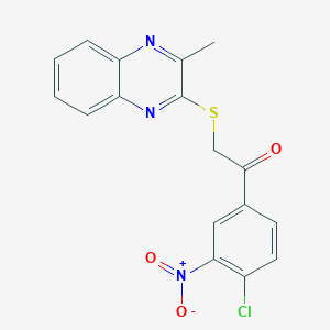 molecular formula C17H12ClN3O3S B2513767 1-(4-Chloro-3-nitrophenyl)-2-((3-methylquinoxalin-2-yl)thio)ethanone CAS No. 710287-33-5