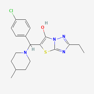 molecular formula C19H23ClN4OS B2513768 5-((4-Chlorophenyl)(4-methylpiperidin-1-yl)methyl)-2-ethylthiazolo[3,2-b][1,2,4]triazol-6-ol CAS No. 898361-79-0