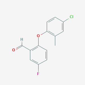 molecular formula C14H10ClFO2 B2513771 2-(4-Chloro-2-methylphenoxy)-5-fluorobenzaldehyde CAS No. 1096862-78-0