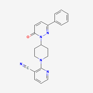 molecular formula C21H19N5O B2513773 2-[4-(6-Oxo-3-phenyl-1,6-dihydropyridazin-1-yl)piperidin-1-yl]pyridine-3-carbonitrile CAS No. 2379987-13-8