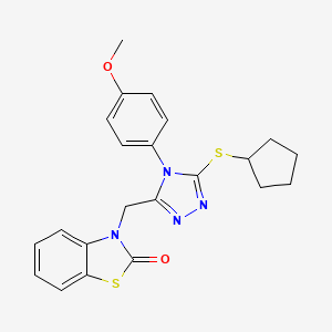 molecular formula C22H22N4O2S2 B2513780 3-((5-(cyclopentylthio)-4-(4-methoxyphenyl)-4H-1,2,4-triazol-3-yl)methyl)benzo[d]thiazol-2(3H)-one CAS No. 847403-20-7