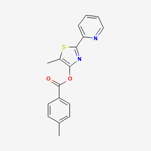 molecular formula C17H14N2O2S B2513801 5-Methyl-2-(2-pyridinyl)-1,3-thiazol-4-yl 4-methylbenzenecarboxylate CAS No. 338399-15-8