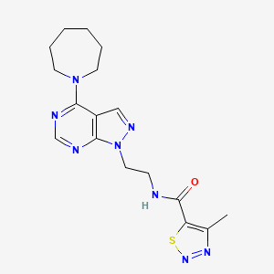 molecular formula C17H22N8OS B2513838 N-(2-(4-(azepan-1-yl)-1H-pyrazolo[3,4-d]pyrimidin-1-yl)ethyl)-4-methyl-1,2,3-thiadiazole-5-carboxamide CAS No. 1021061-79-9