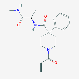 molecular formula C19H25N3O3 B2513856 N-[(2S)-1-(Methylamino)-1-oxopropan-2-yl]-4-phenyl-1-prop-2-enoylpiperidine-4-carboxamide CAS No. 2197745-25-6
