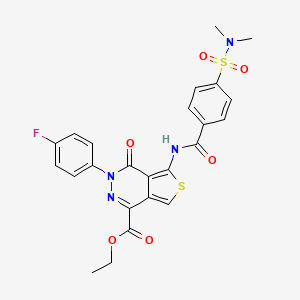 molecular formula C24H21FN4O6S2 B2513932 ethyl 5-[4-(dimethylsulfamoyl)benzamido]-3-(4-fluorophenyl)-4-oxo-3H,4H-thieno[3,4-d]pyridazine-1-carboxylate CAS No. 851949-85-4