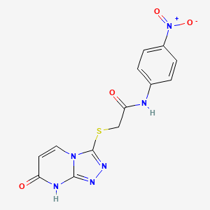 molecular formula C13H10N6O4S B2513951 N-(4-nitrophenyl)-2-({7-oxo-7H,8H-[1,2,4]triazolo[4,3-a]pyrimidin-3-yl}sulfanyl)acetamide CAS No. 877638-26-1