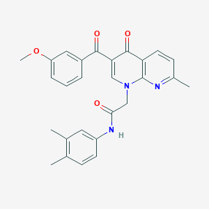 molecular formula C27H25N3O4 B2513956 N-(3,4-dimethylphenyl)-2-[3-(3-methoxybenzoyl)-7-methyl-4-oxo-1,4-dihydro-1,8-naphthyridin-1-yl]acetamide CAS No. 894889-05-5