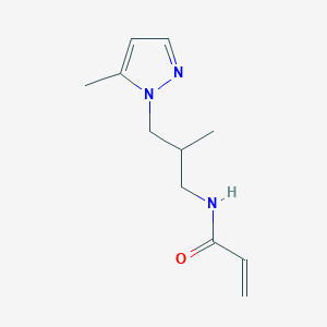 molecular formula C11H17N3O B2513980 N-[2-methyl-3-(5-methyl-1H-pyrazol-1-yl)propyl]prop-2-enamide CAS No. 2305560-51-2
