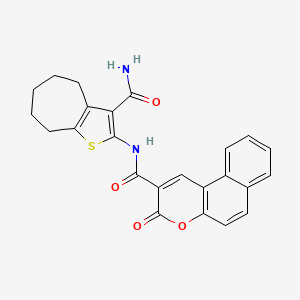 N-(3-carbamoyl-5,6,7,8-tetrahydro-4H-cyclohepta[b]thiophen-2-yl)-3-oxobenzo[f]chromene-2-carboxamide