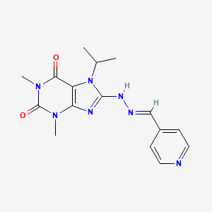 (E)-7-isopropyl-1,3-dimethyl-8-(2-(pyridin-4-ylmethylene)hydrazinyl)-1H-purine-2,6(3H,7H)-dione