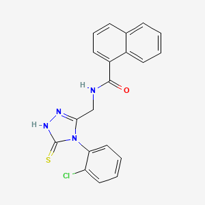 molecular formula C20H15ClN4OS B2514060 N-{[4-(2-chlorophenyl)-5-sulfanylidene-4,5-dihydro-1H-1,2,4-triazol-3-yl]methyl}naphthalene-1-carboxamide CAS No. 392247-50-6