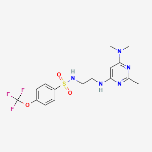 molecular formula C16H20F3N5O3S B2514084 N-(2-((6-(dimethylamino)-2-methylpyrimidin-4-yl)amino)ethyl)-4-(trifluoromethoxy)benzenesulfonamide CAS No. 1207046-74-9