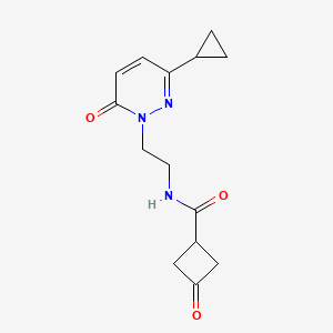molecular formula C14H17N3O3 B2514141 N-(2-(3-cyclopropyl-6-oxopyridazin-1(6H)-yl)ethyl)-3-oxocyclobutanecarboxamide CAS No. 2097919-49-6