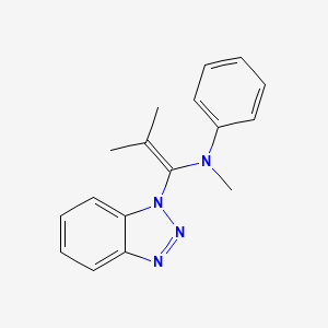 molecular formula C17H18N4 B2514146 N-[1-(1H-1,2,3-Benzotriazol-1-yl)-2-methylprop-1-en-1-yl]-N-methylaniline CAS No. 305861-35-2