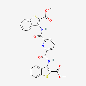 molecular formula C27H19N3O6S2 B2514172 methyl 3-(6-{[2-(methoxycarbonyl)-1-benzothiophen-3-yl]carbamoyl}pyridine-2-amido)-1-benzothiophene-2-carboxylate CAS No. 477490-57-6