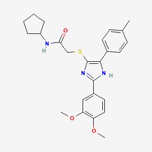 molecular formula C25H29N3O3S B2514182 N-CYCLOPENTYL-2-{[2-(3,4-DIMETHOXYPHENYL)-5-(4-METHYLPHENYL)-1H-IMIDAZOL-4-YL]SULFANYL}ACETAMIDE CAS No. 901258-10-4