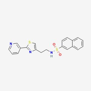 molecular formula C20H17N3O2S2 B2514233 N-(2-(2-(pyridin-3-yl)thiazol-4-yl)ethyl)naphthalene-2-sulfonamide CAS No. 863511-98-2