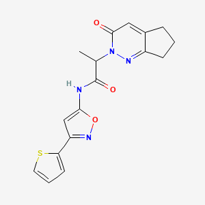 2-(3-oxo-3,5,6,7-tetrahydro-2H-cyclopenta[c]pyridazin-2-yl)-N-(3-(thiophen-2-yl)isoxazol-5-yl)propanamide