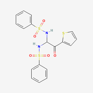molecular formula C18H16N2O5S3 B2514273 N-[1-benzenesulfonamido-2-oxo-2-(thiophen-2-yl)ethyl]benzenesulfonamide CAS No. 613652-27-0