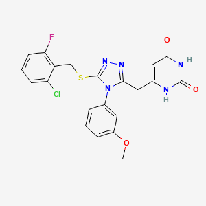 6-[[5-[(2-chloro-6-fluorophenyl)methylsulfanyl]-4-(3-methoxyphenyl)-1,2,4-triazol-3-yl]methyl]-1H-pyrimidine-2,4-dione